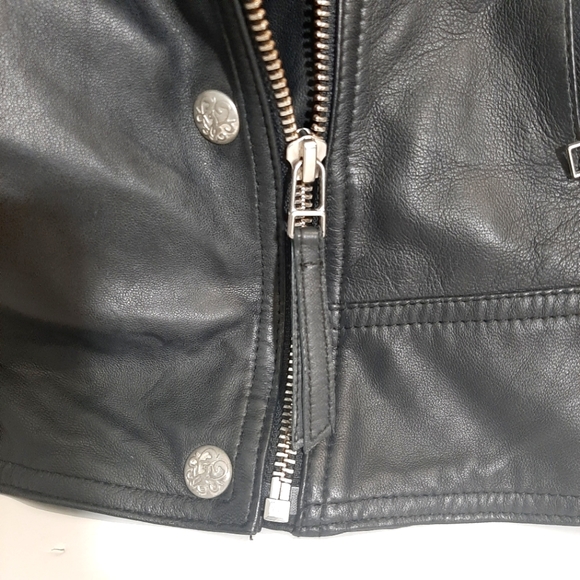 HOT TREND!! Barely worn DANIER BIKER/MILITARY LEATHER JACKET Black Size S - Picture 7 of 16